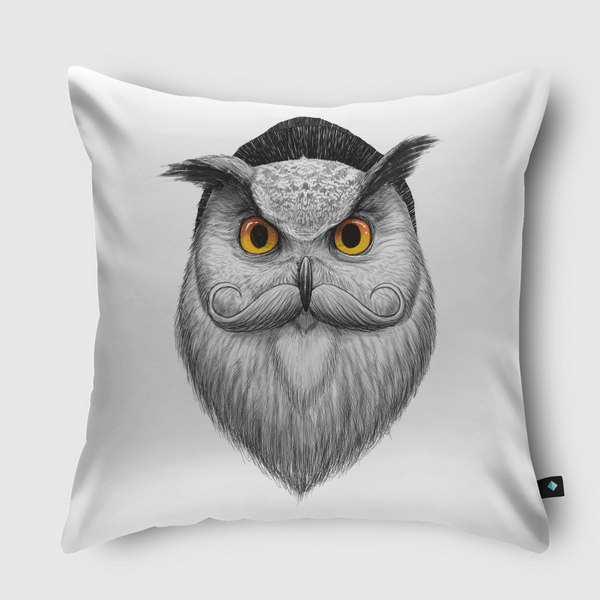 Bearded owl Throw Pillow