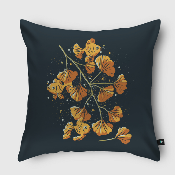 Ginkgo Golden Fish Throw Pillow