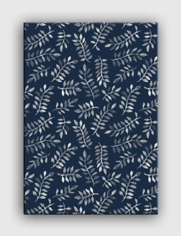 White Leaves on Navy Canvas