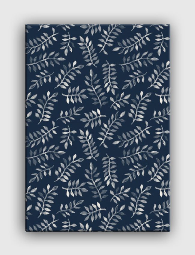 White Leaves on Navy - Canvas