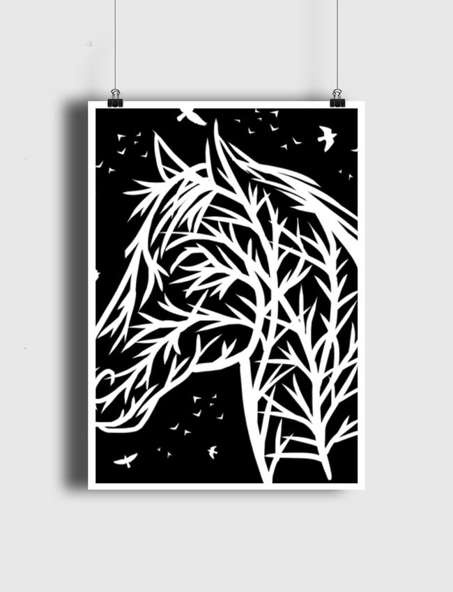 Horse Tree Face - Poster