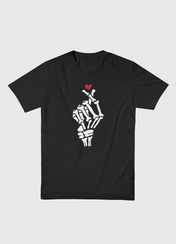 Skeleton Heart Hand Men Basic T-Shirt