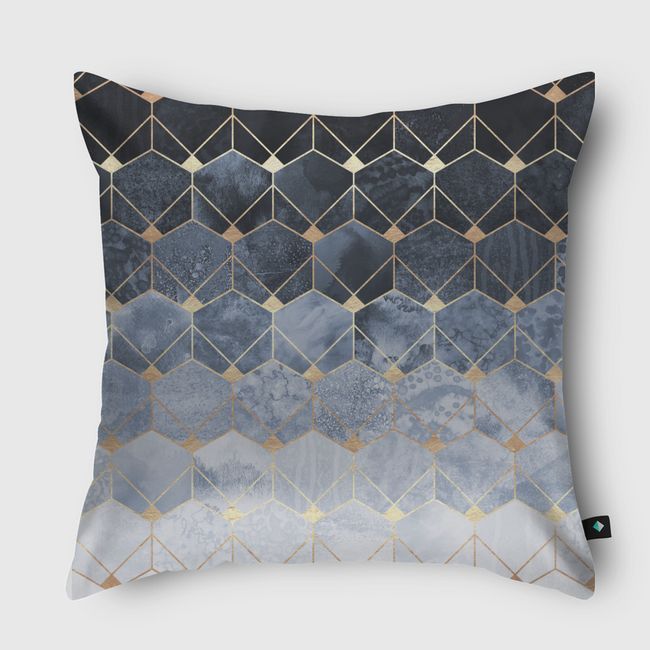 Blue Hexagons And Diamonds - Throw Pillow