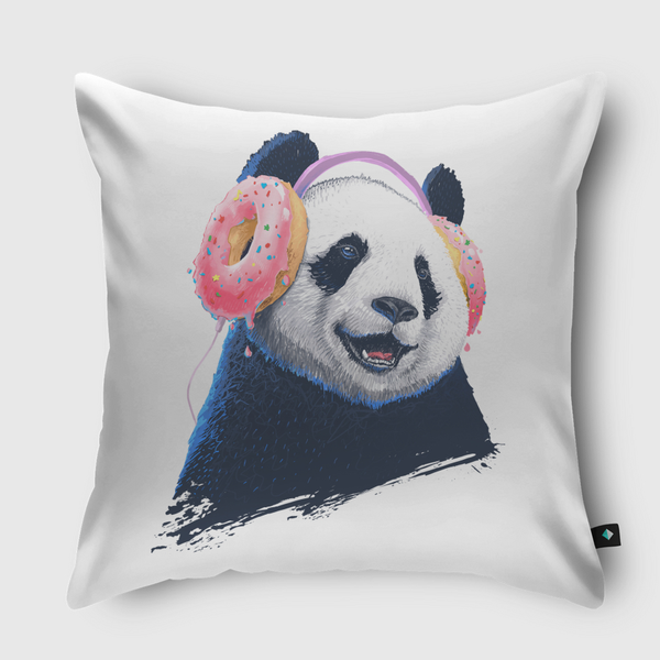 Panda in headphones Throw Pillow