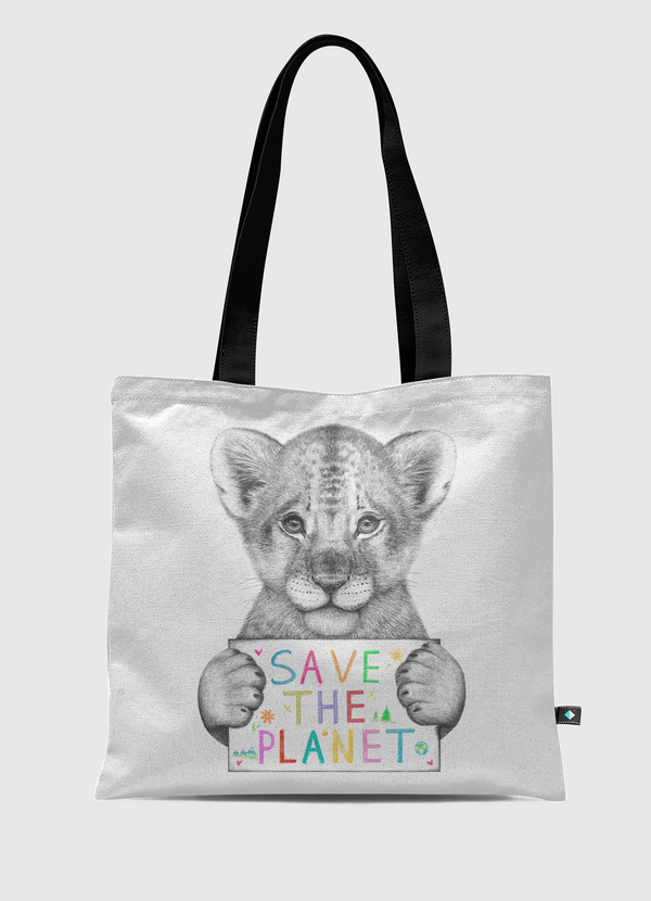 Lion cub save the planet Tote Bag