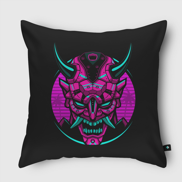 Retro Samurai machine Throw Pillow