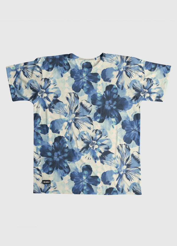 Oversized Indigo Floral Men Graphic T-Shirt