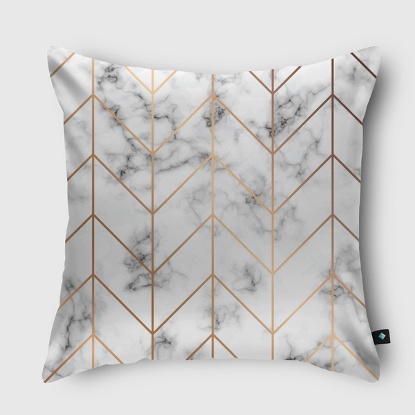 Marble and golden chevron Throw Pillow