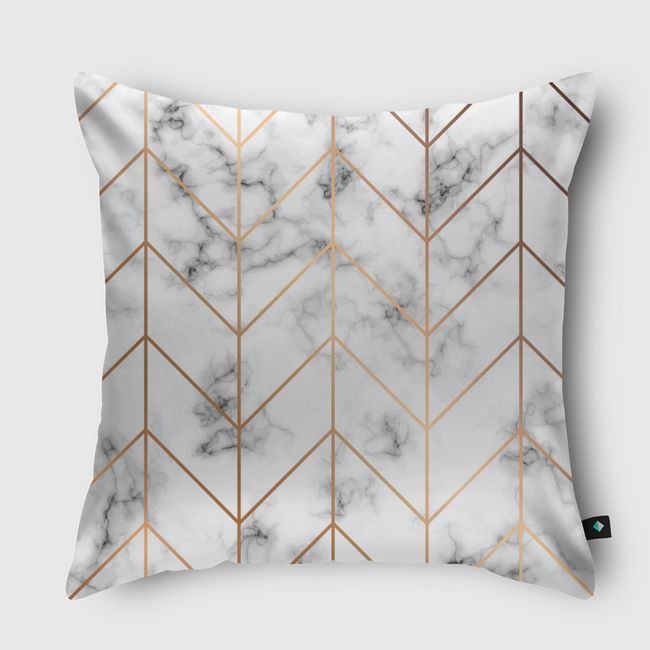 Marble and golden chevron - Throw Pillow