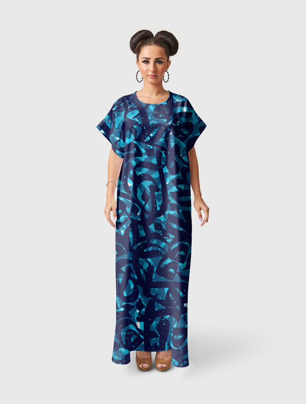 CALLIGRAPHY SKY Short Sleeve Dress