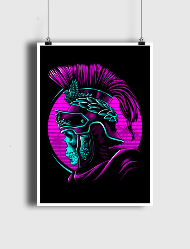Retro Roman skull - Poster
