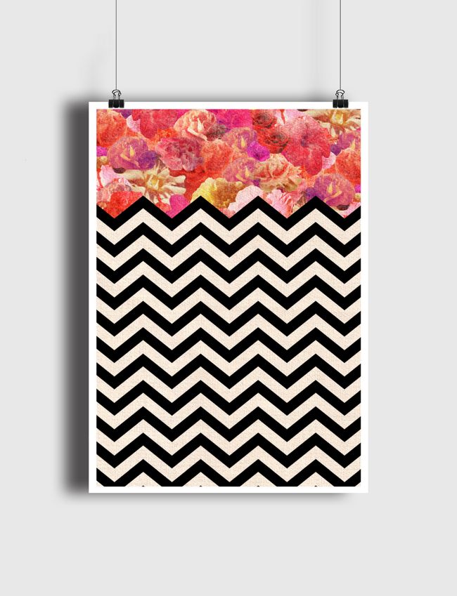 Chevron Flora - Poster