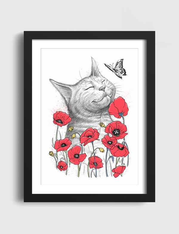 Cat in poppies Artframe