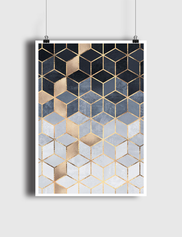 Soft Blue Gradient Cubes Poster