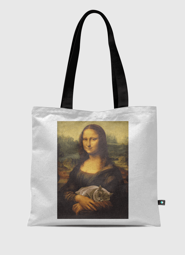 Mona Lisa Carrying Her Cat Tote Bag