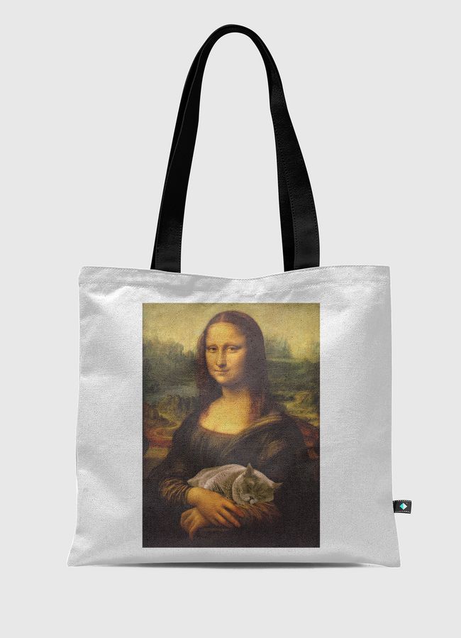 Mona Lisa Carrying Her Cat - Tote Bag