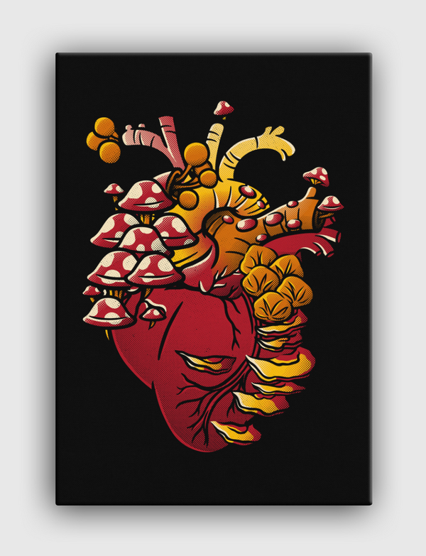 Cordyceps Fungi Heart Canvas