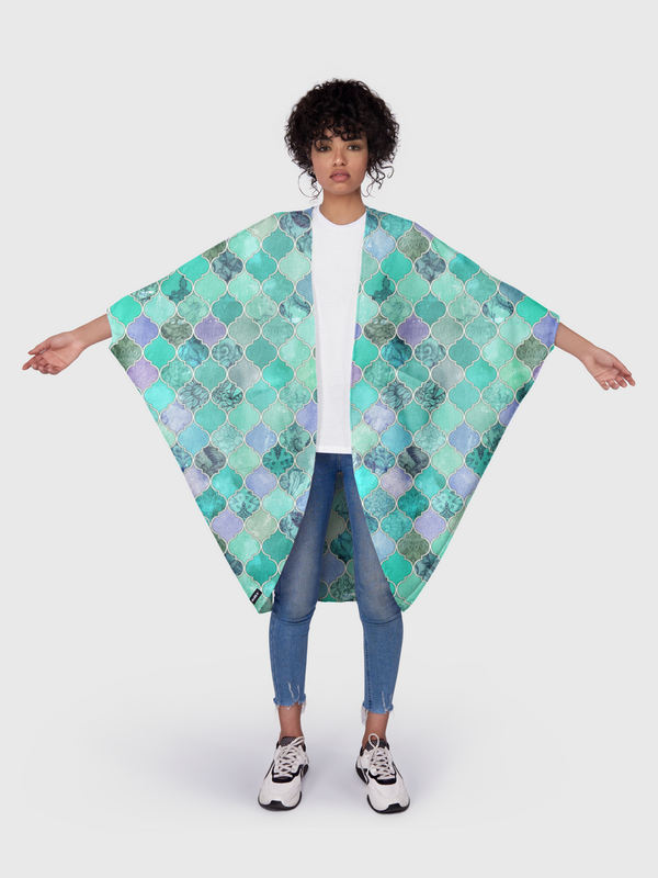 Mint Green Moroccan Tiles Kimono