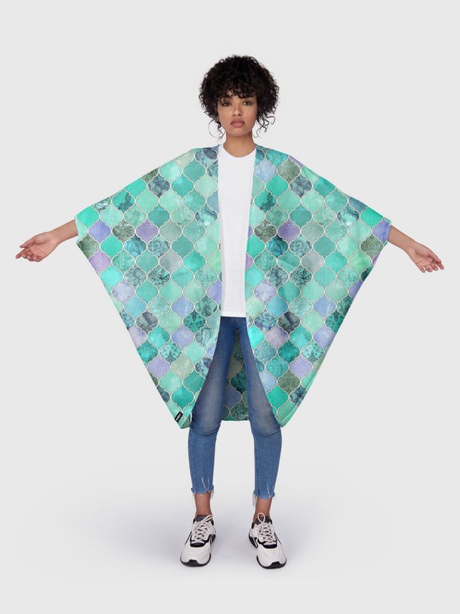 Mint Green Moroccan Tiles - Kimono