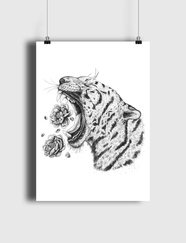 Tiger with flowers - Poster