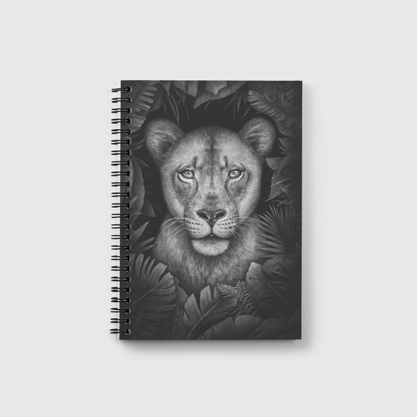 Lioness in tropical leaves Notebook