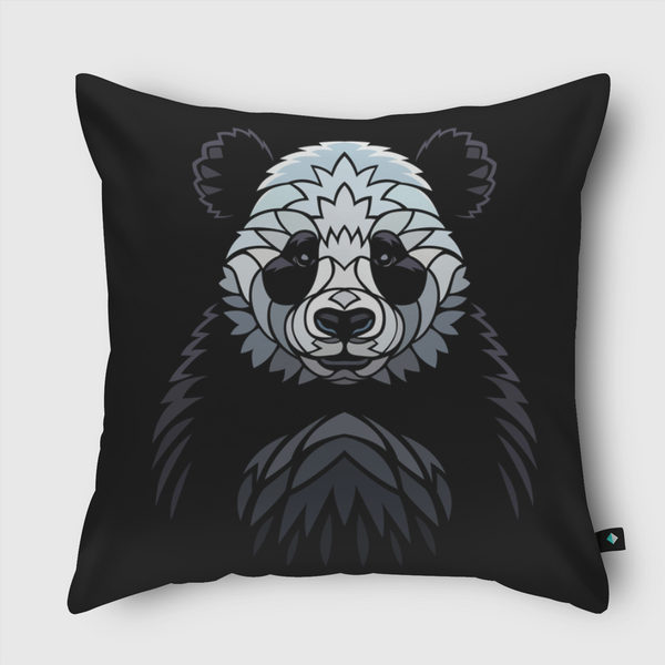 Tribal frontal panda Throw Pillow