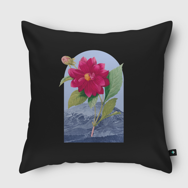 Floral Landscape Dahlia Throw Pillow