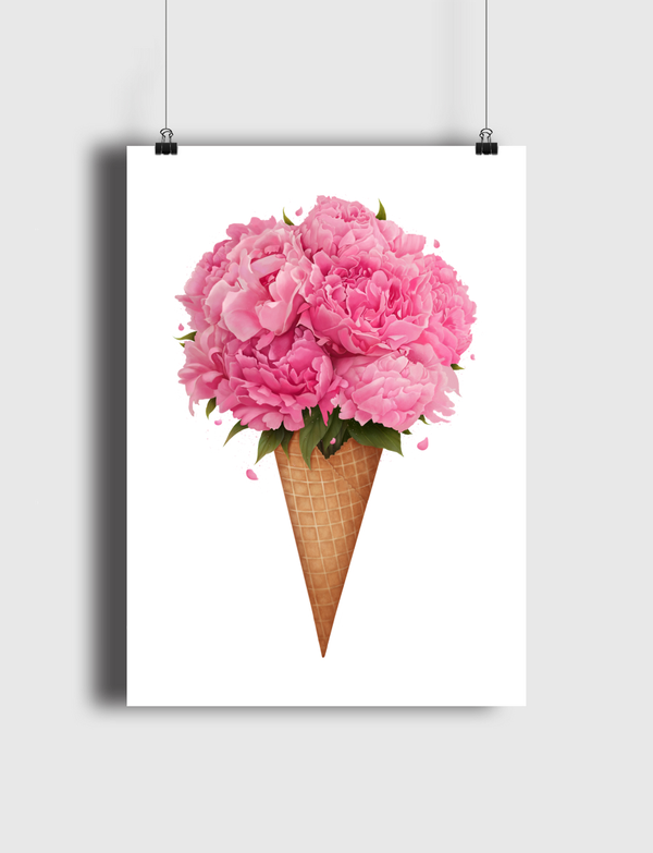 Ice cream with peonies Poster