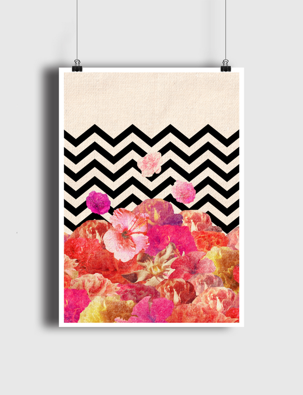 Chevron Flora II Poster