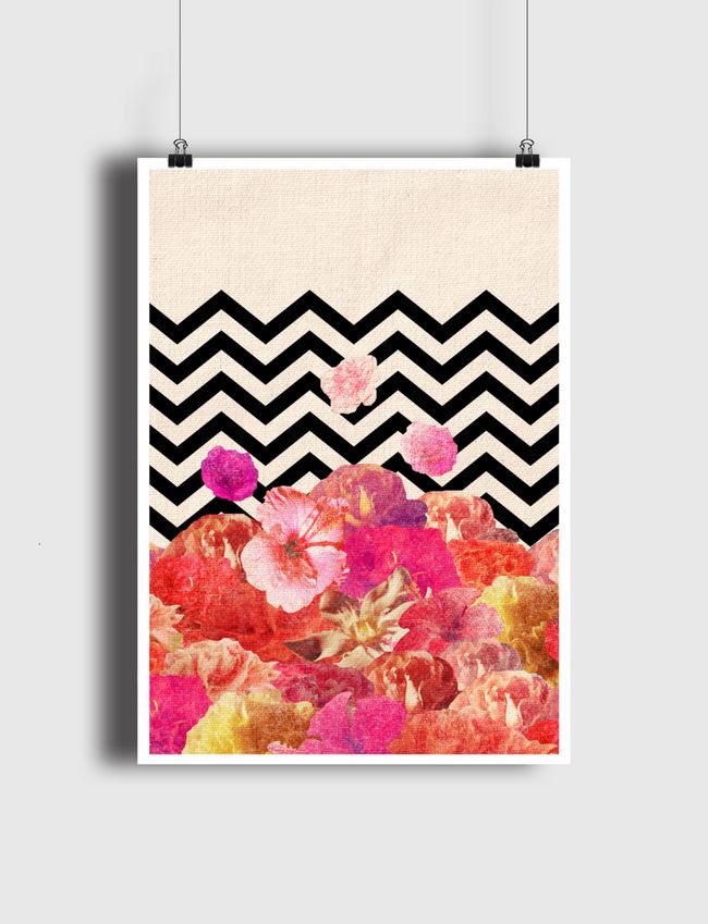 Chevron Flora II - Poster