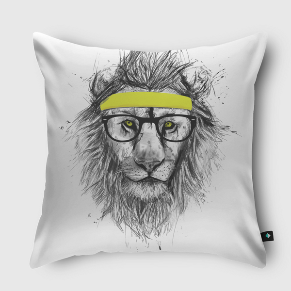 Hipster lion Throw Pillow