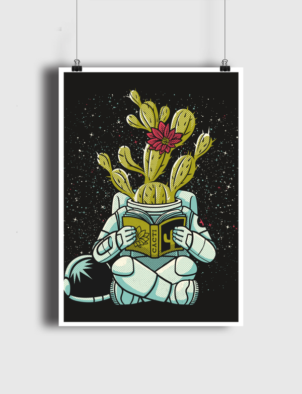 Astronaut Cactus Succulent Poster