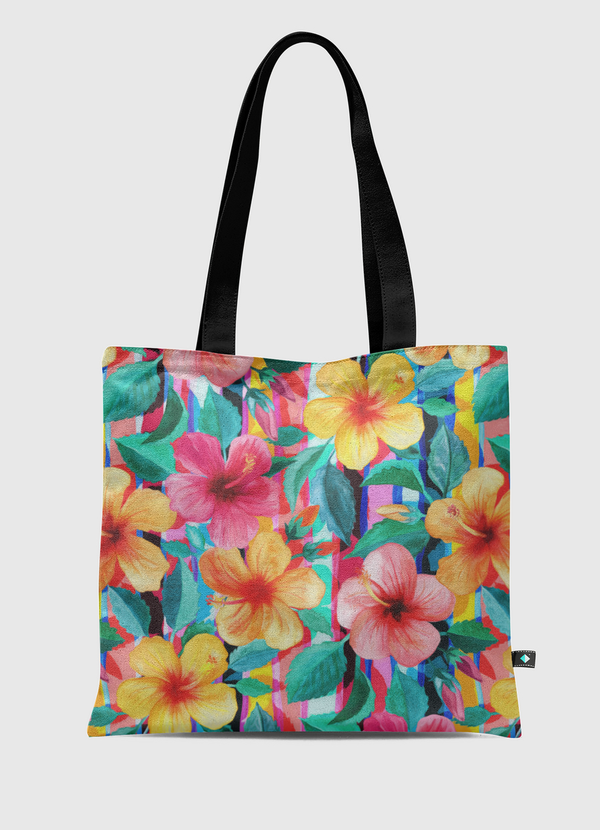 Maximalist Hibiscus Floral Tote Bag