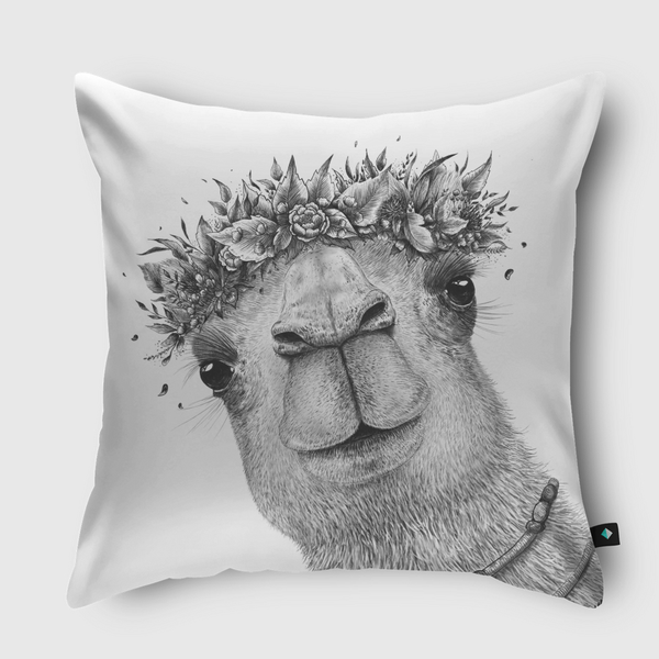 Camel with wreath Throw Pillow