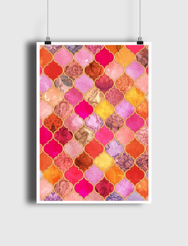 Hot Pink Moroccan Tiles - Poster