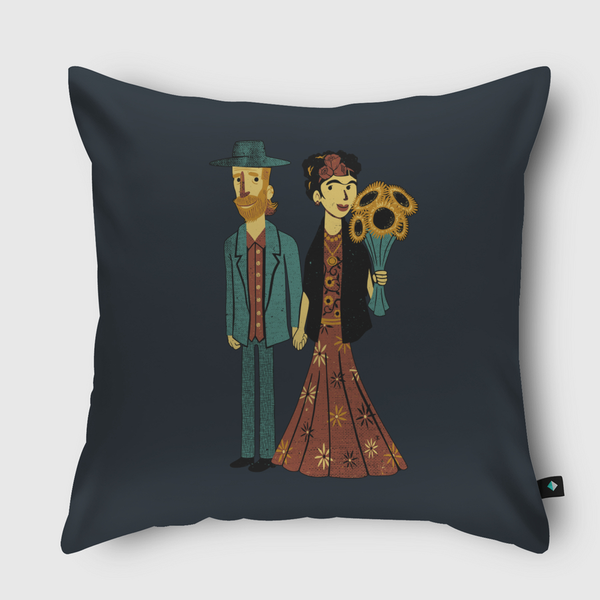 Love is Art Frida Van Gogh Throw Pillow