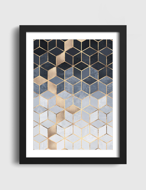 Soft Blue Gradient Cubes Artframe