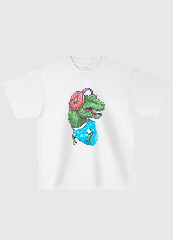 T-rex with headphones Oversized T-Shirt