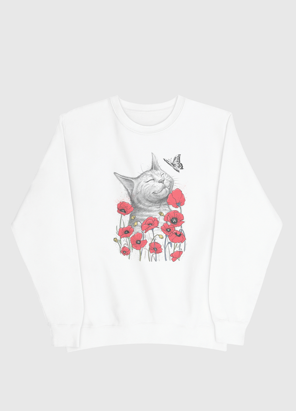 Cat in poppies Men Sweatshirt