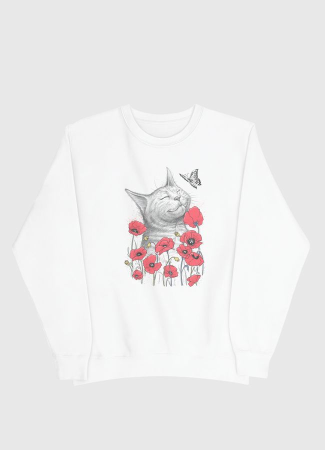 Cat in poppies - Men Sweatshirt
