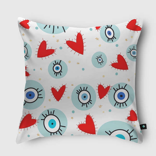 Eyes and hearts Throw Pillow