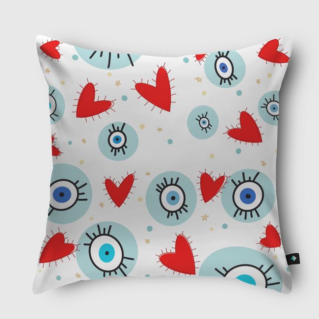 Eyes and hearts - Throw Pillow