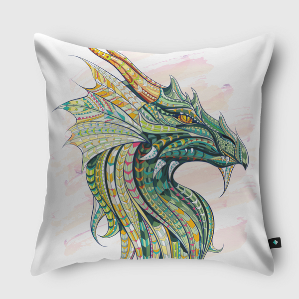 Ethnic Patterned Dragon Throw Pillow