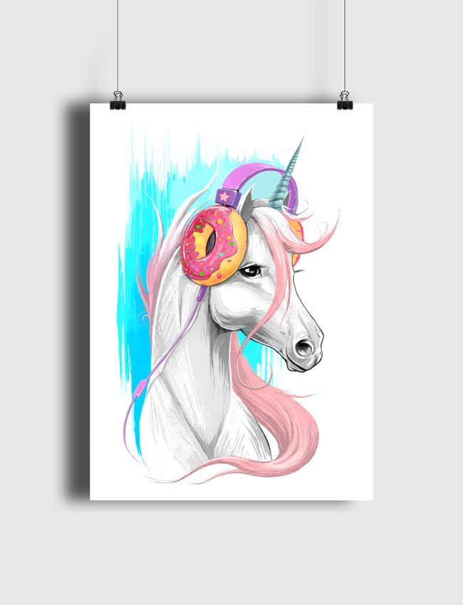 Unicorn in the headphones  - Poster