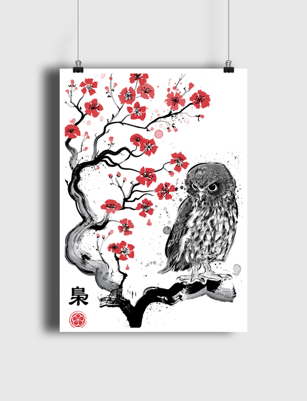 Fukuro sumi-e Poster