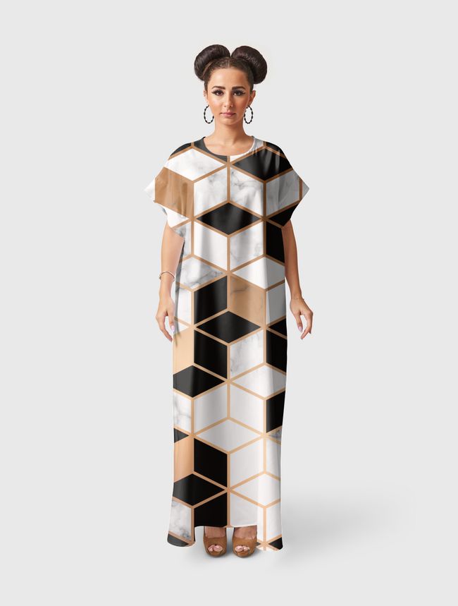 Marble and cube pattern - Short Sleeve Dress