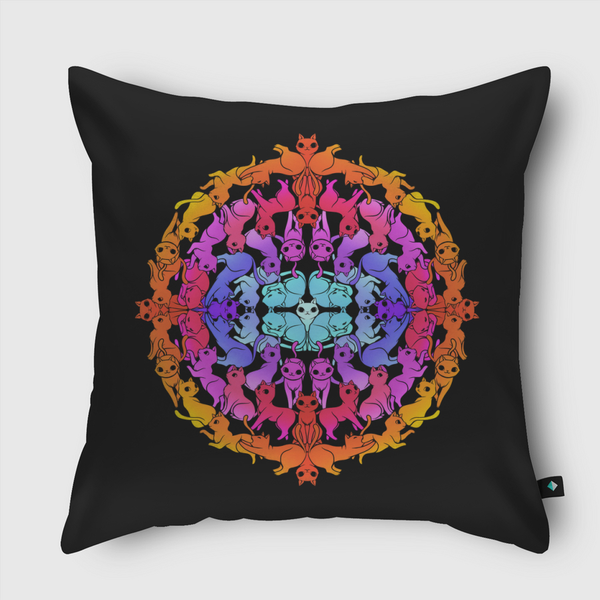 Mandala Cat Throw Pillow