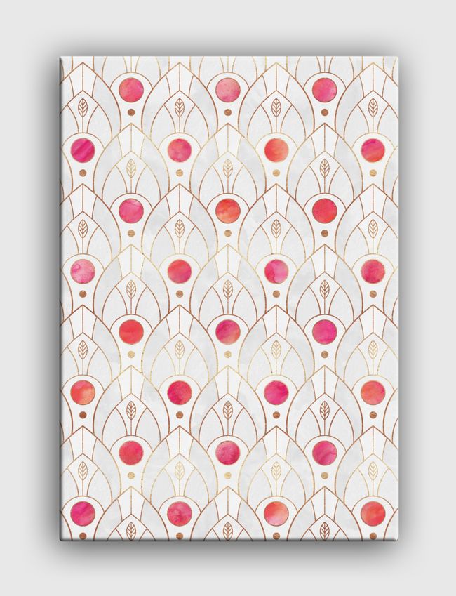 Art Deco Leaves Pink - Canvas