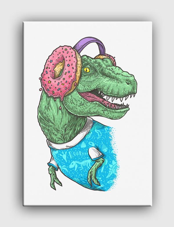 T-rex with headphones Canvas