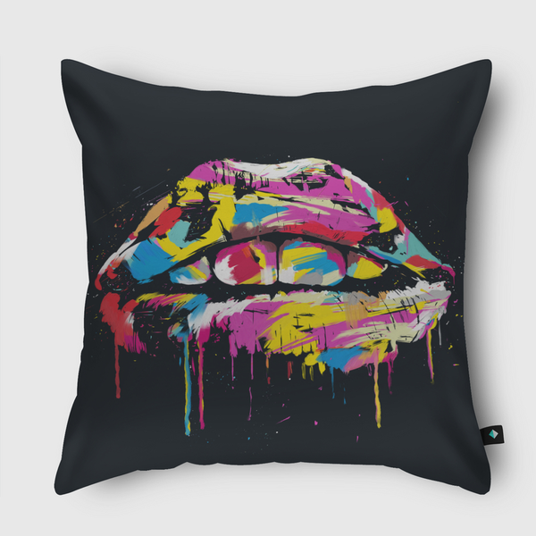 Colorful lips Throw Pillow